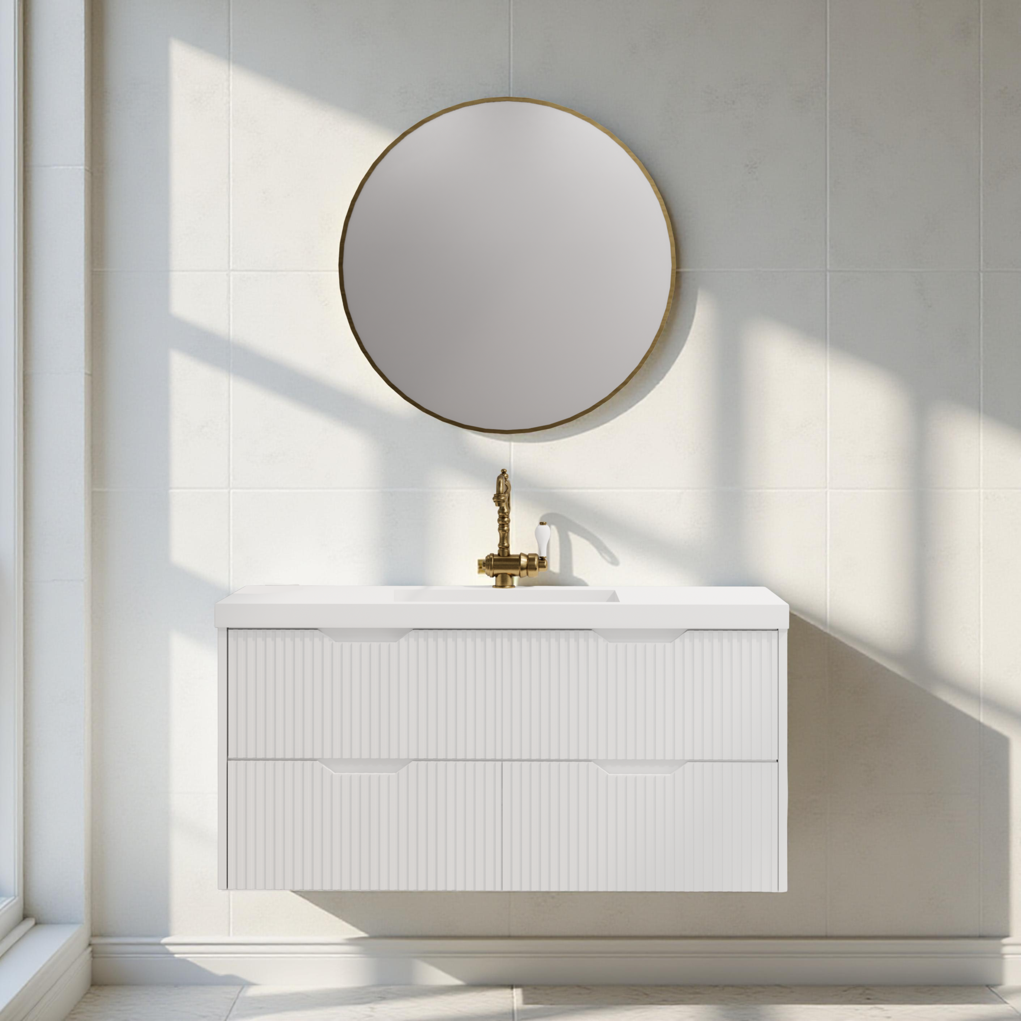RIVA BALI MATTE WHITE 1200MM SINGLE BOWL WALL HUNG VANITY