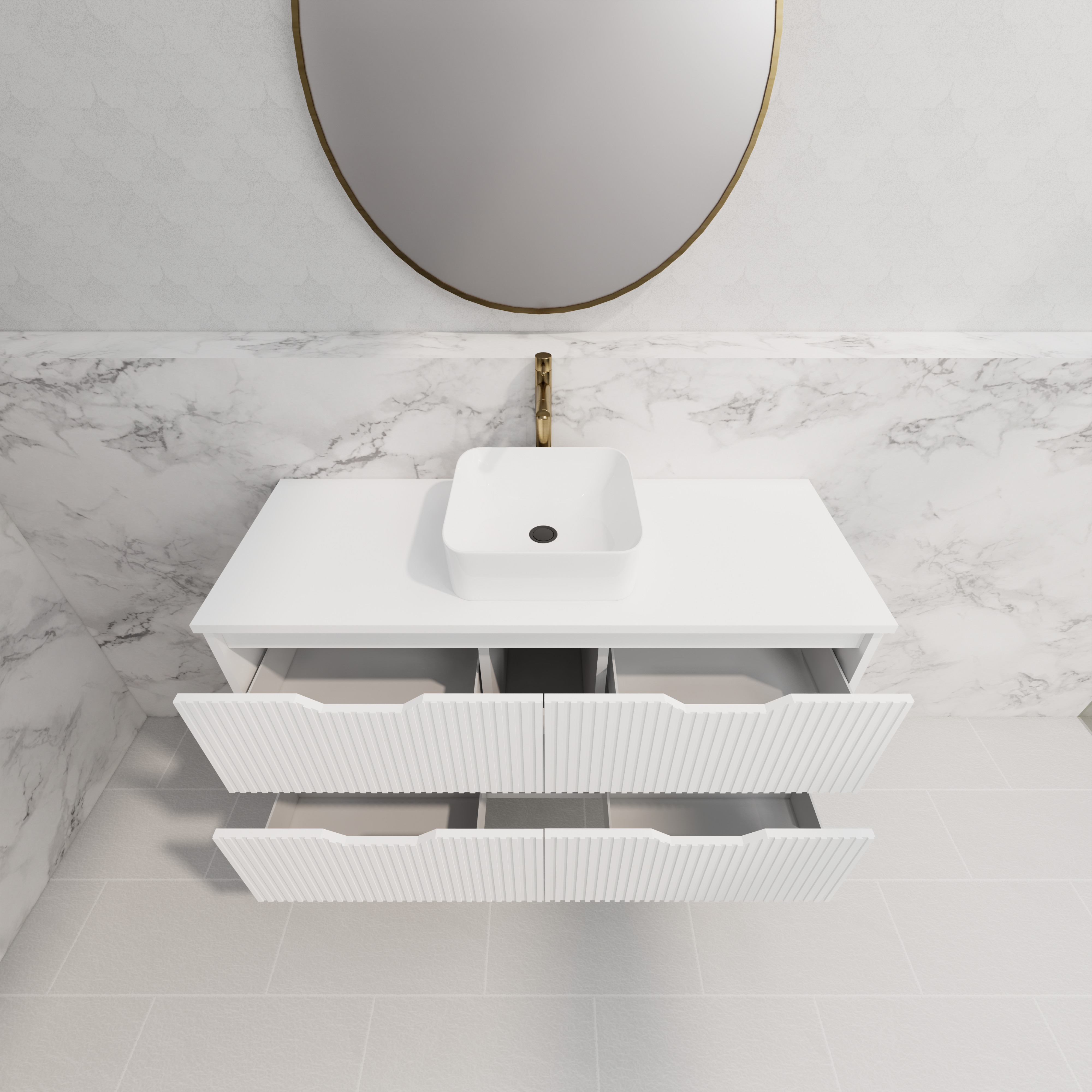 RIVA BALI MATTE WHITE 1200MM SINGLE BOWL WALL HUNG VANITY