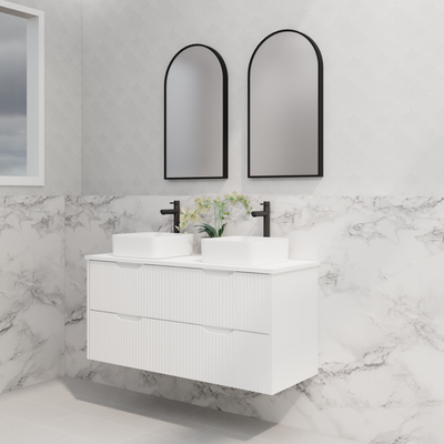 RIVA BALI MATTE WHITE 1200MM DOUBLE BOWL WALL HUNG VANITY