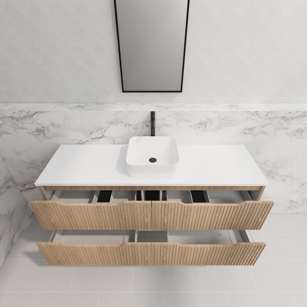 RIVA BALI AMERICAN OAK 1500MM SINGLE BOWL WALL HUNG VANITY