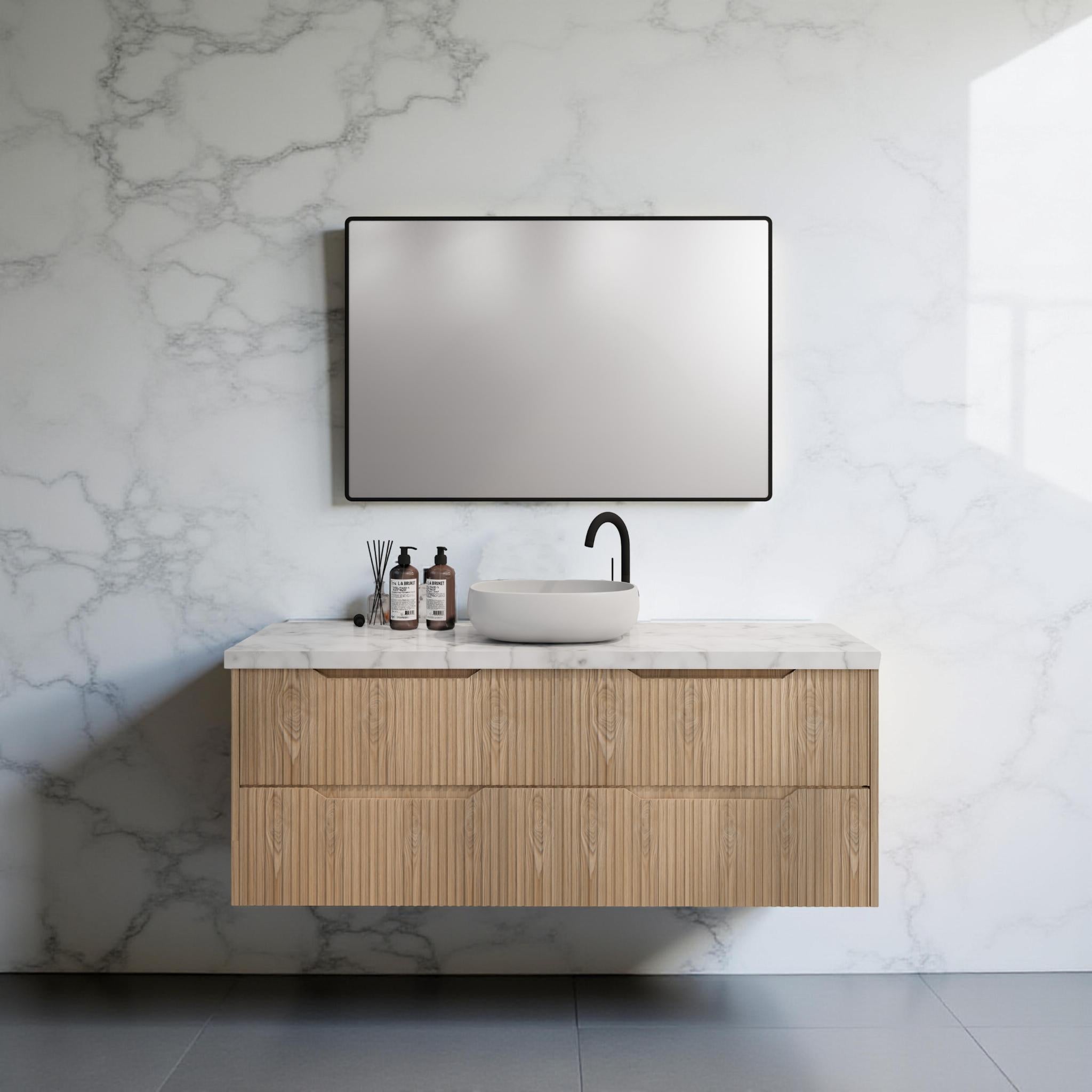 RIVA BALI AMERICAN OAK 1500MM SINGLE BOWL WALL HUNG VANITY