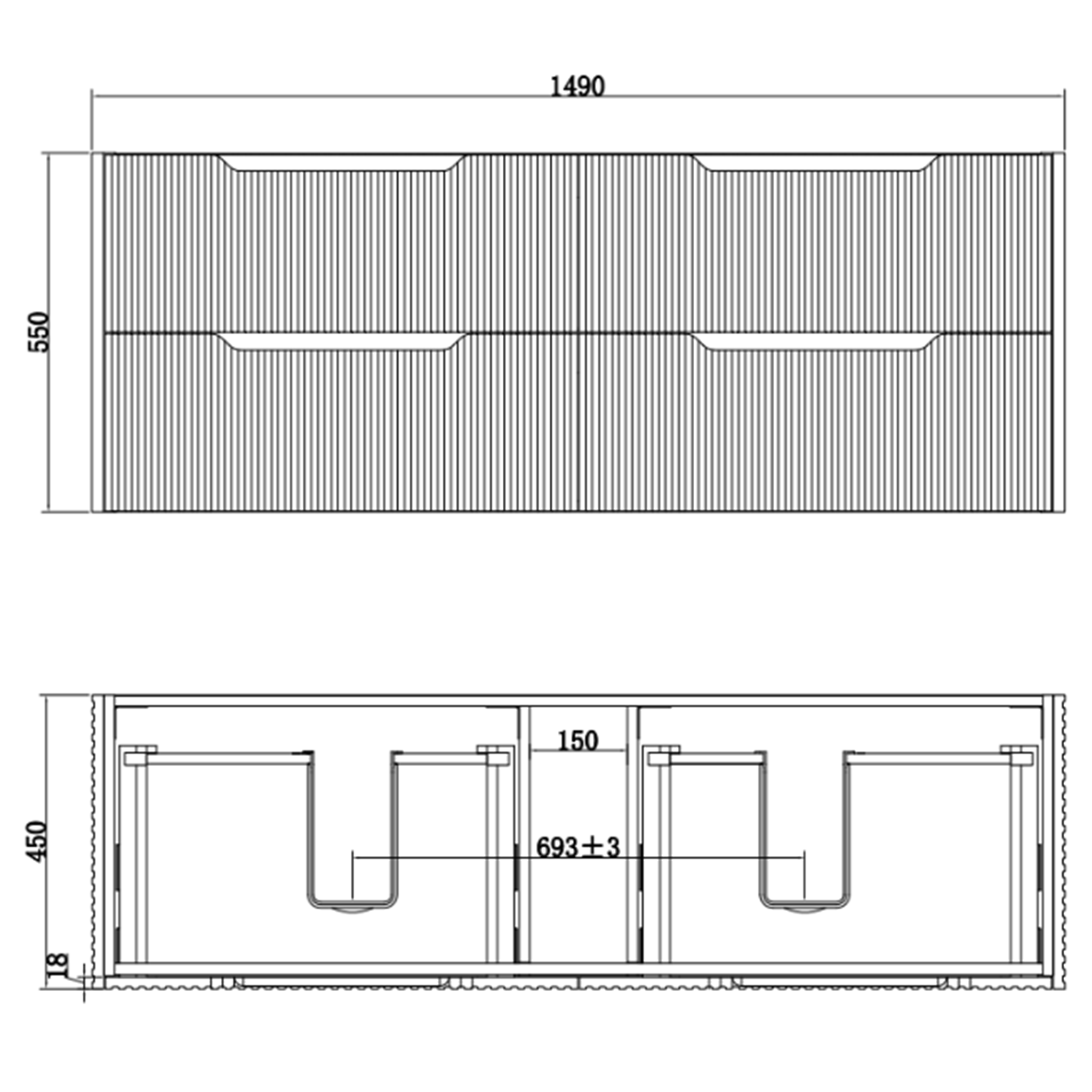 RIVA BALI MATTE WHITE 1500MM SINGLE BOWL WALL HUNG VANITY