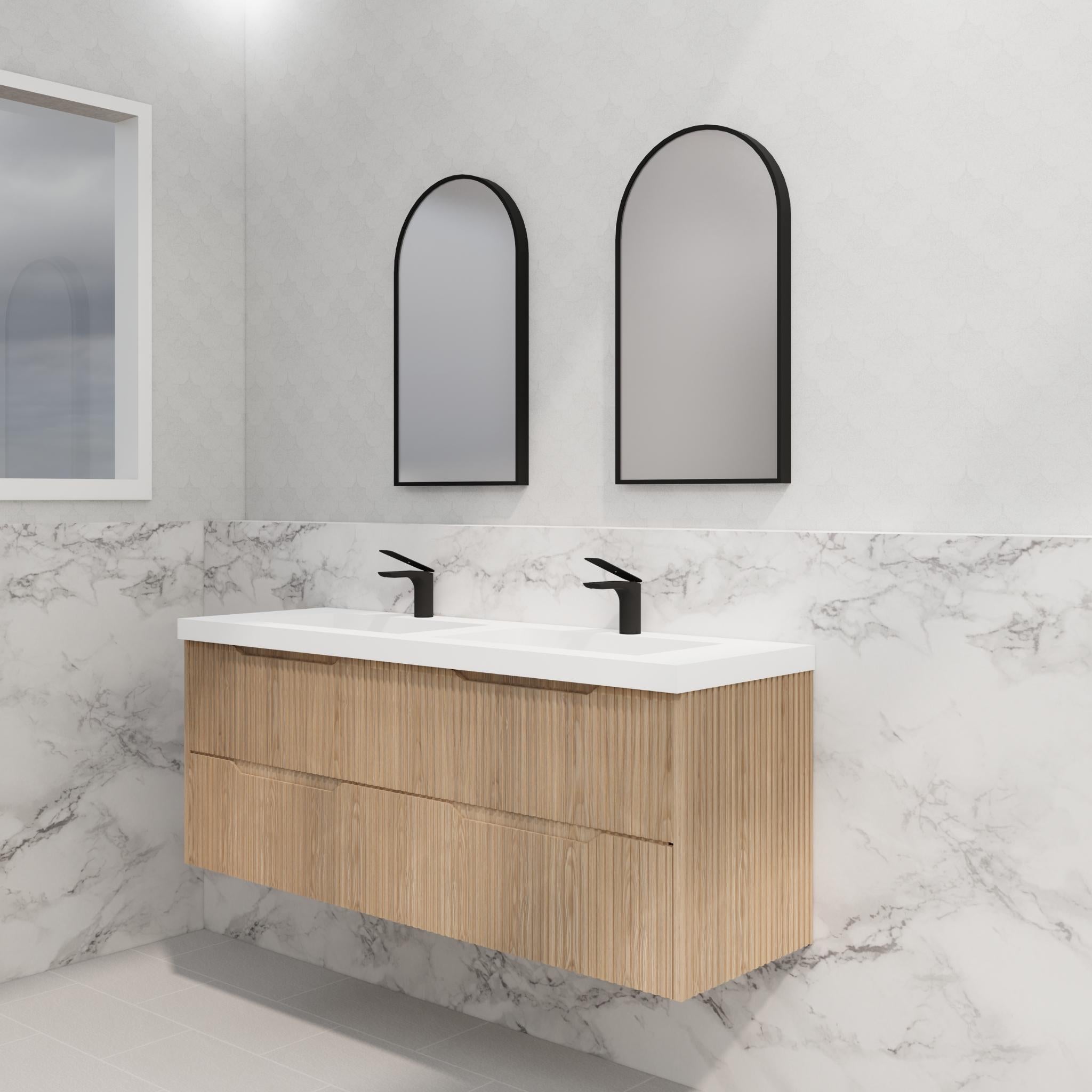 RIVA BALI AMERICAN OAK 1500MM DOUBLE BOWL WALL HUNG VANITY