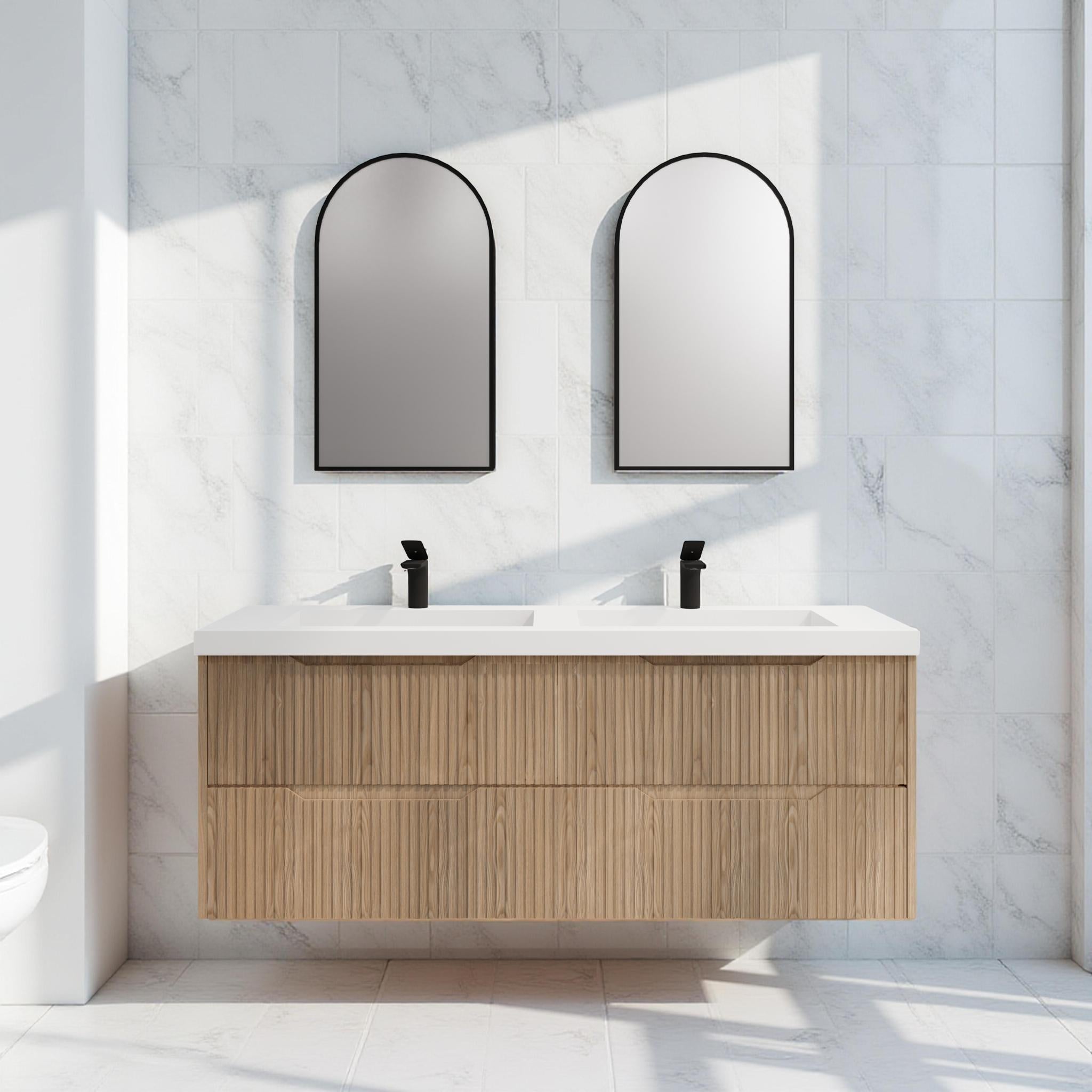 RIVA BALI AMERICAN OAK 1500MM DOUBLE BOWL WALL HUNG VANITY