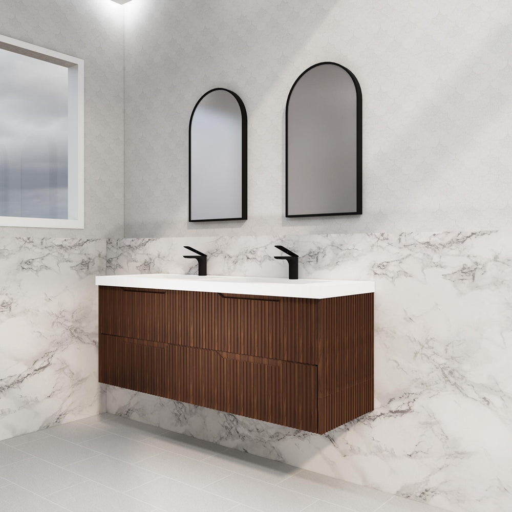 RIVA BALI BROWN OAK 1500MM DOUBLE BOWL WALL HUNG VANITY