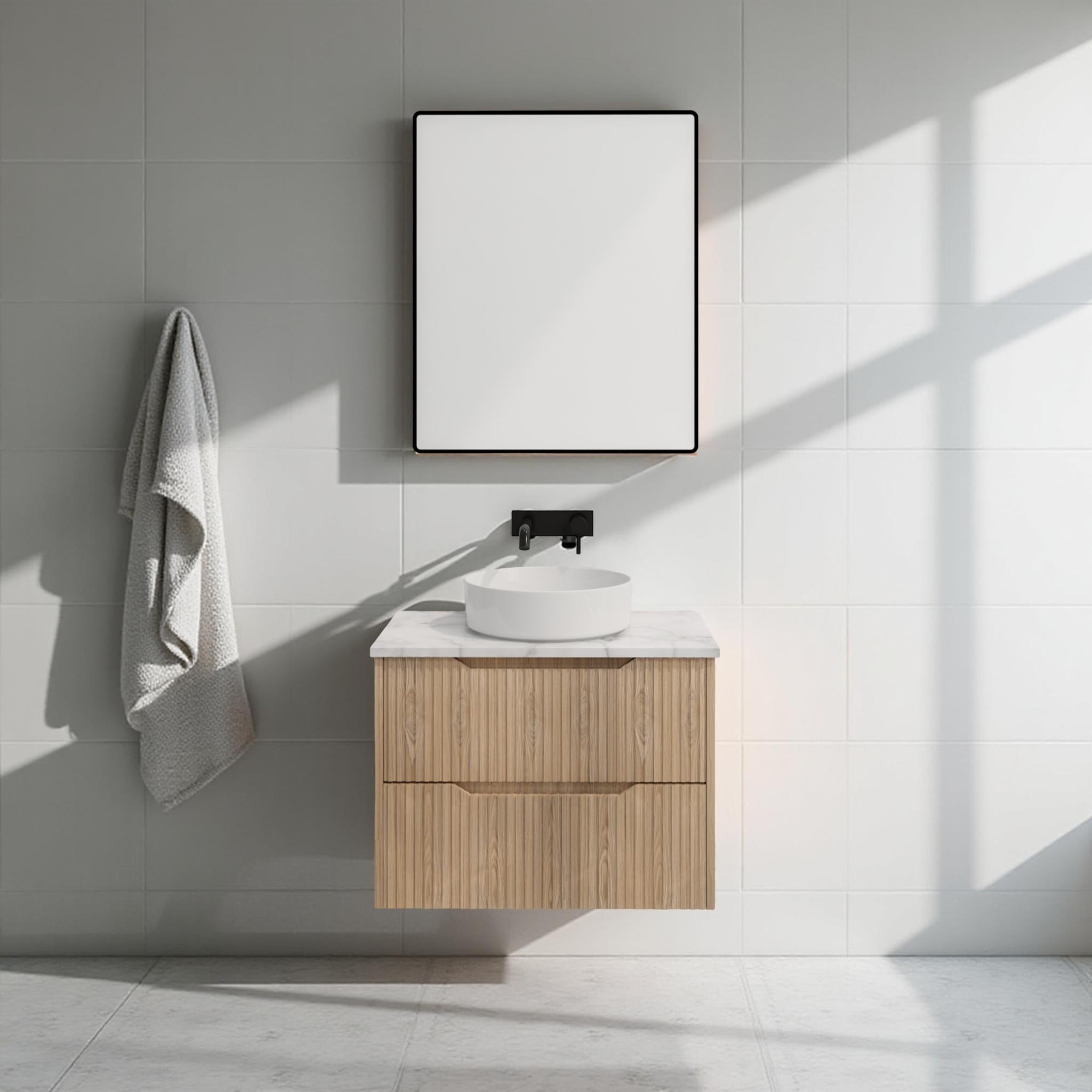 RIVA BALI AMERICAN OAK 750MM SINGLE BOWL WALL HUNG VANITY