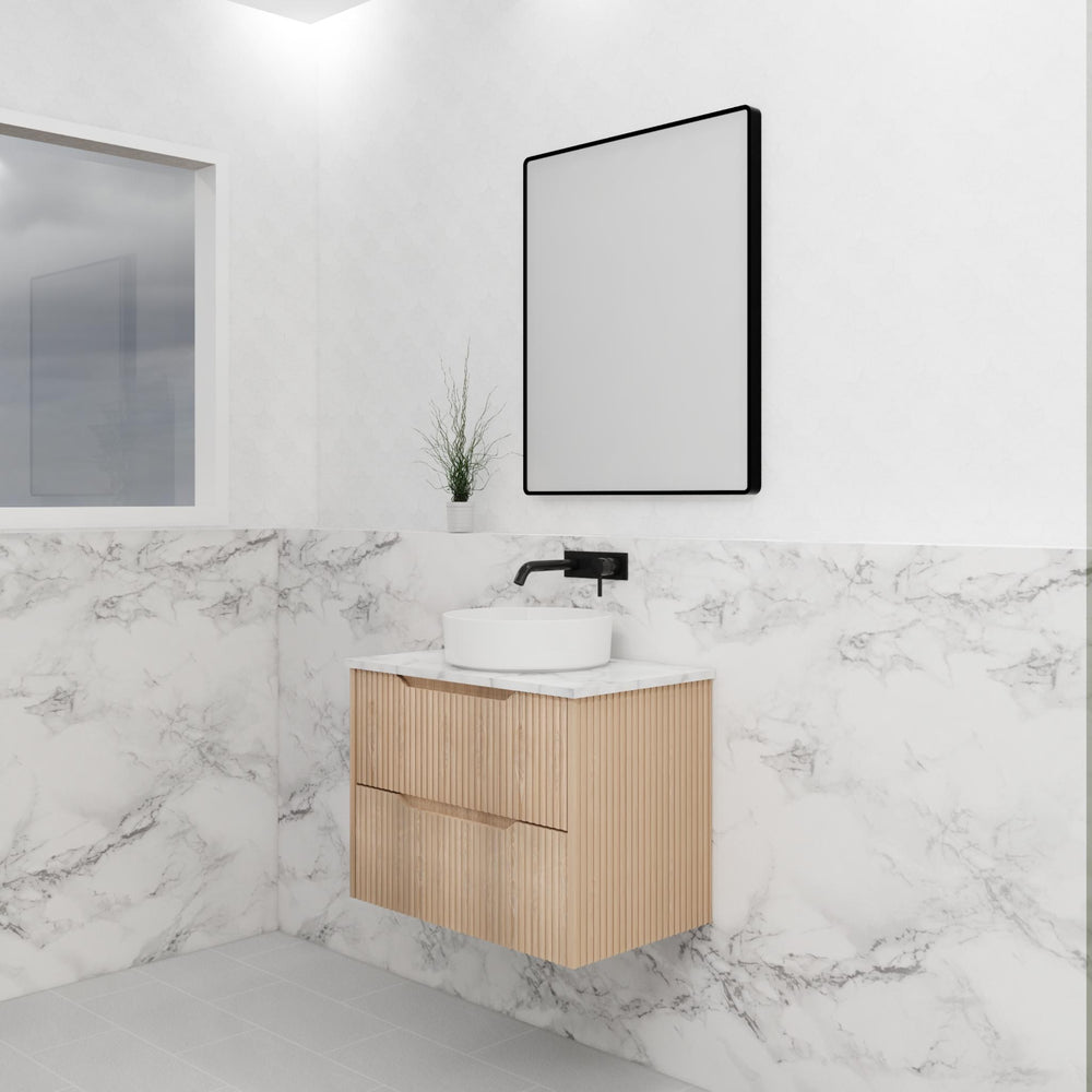 RIVA BALI AMERICAN OAK 750MM SINGLE BOWL WALL HUNG VANITY