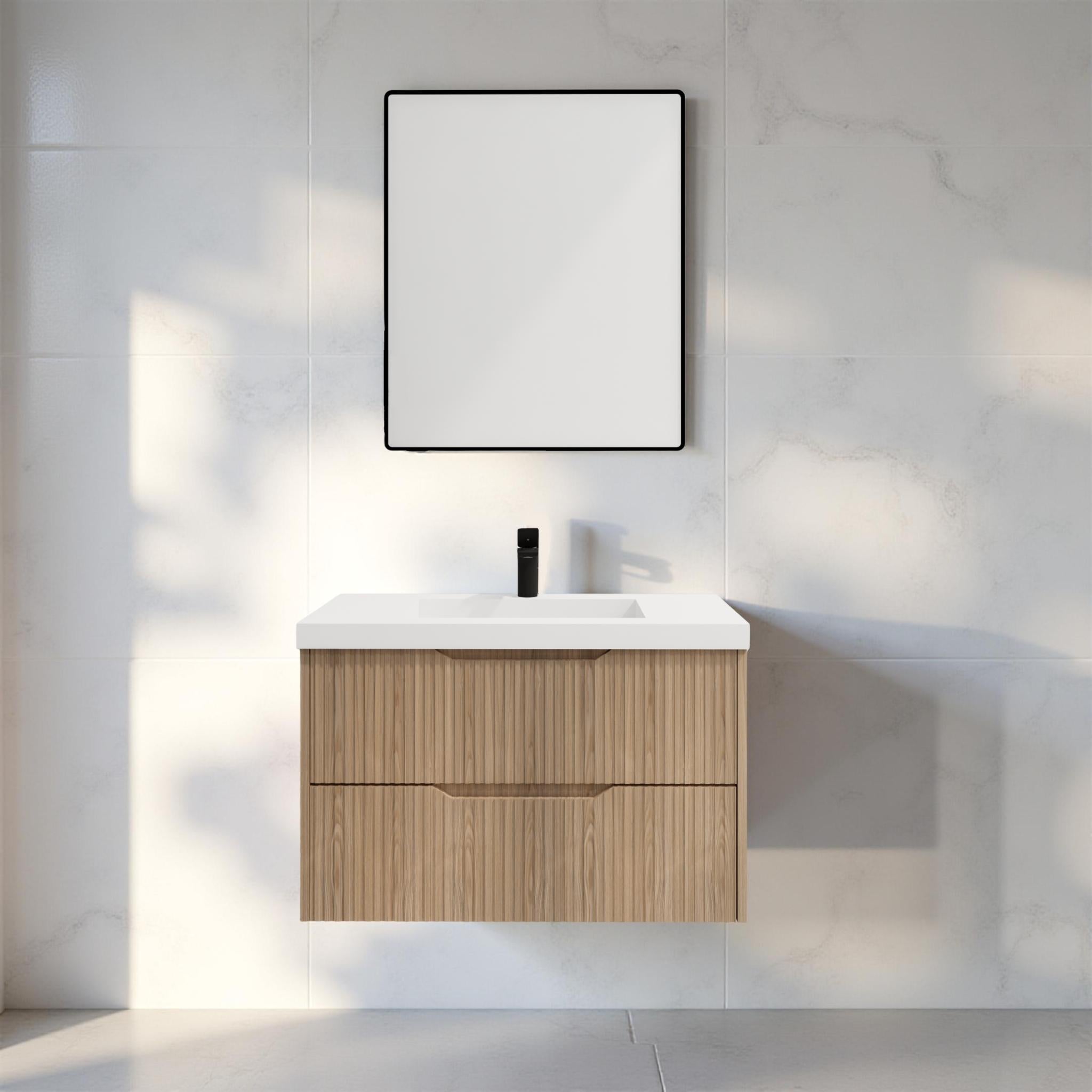 RIVA BALI AMERICAN OAK 900MM SINGLE BOWL WALL HUNG VANITY