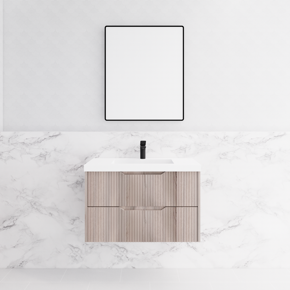 RIVA BALI WHITE OAK 900MM SINGLE BOWL WALL HUNG VANITY