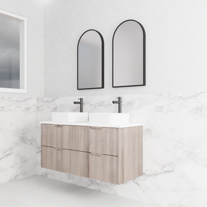 RIVA BALI WHITE OAK 1200MM DOUBLE BOWL WALL HUNG VANITY