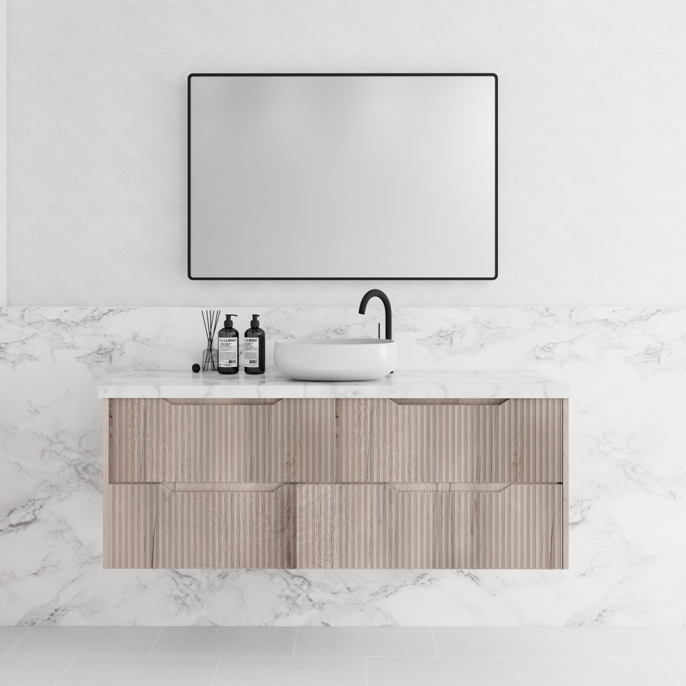 RIVA BALI WHITE OAK 1500MM SINGLE BOWL WALL HUNG VANITY