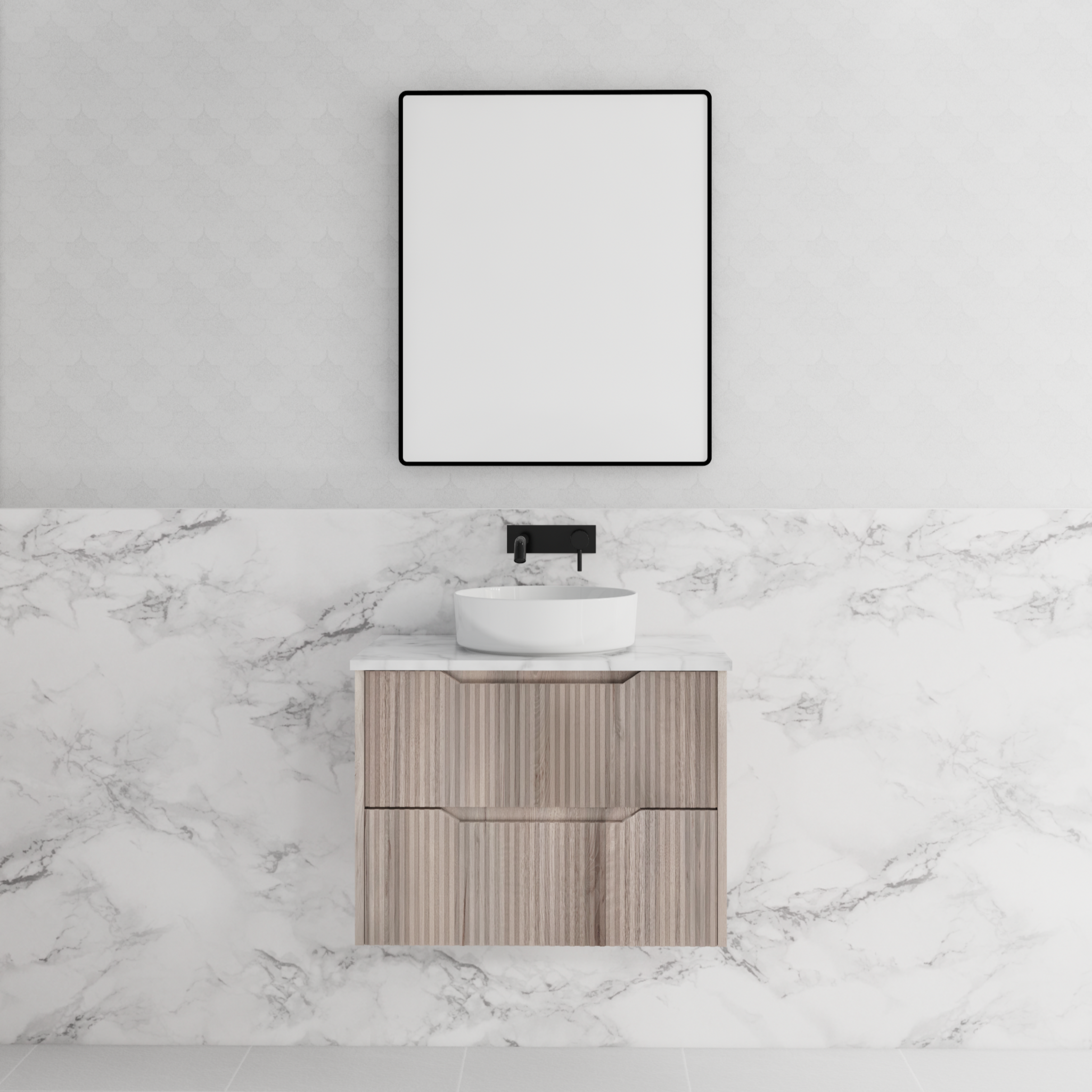 RIVA BALI WHITE OAK 750MM SINGLE BOWL WALL HUNG VANITY