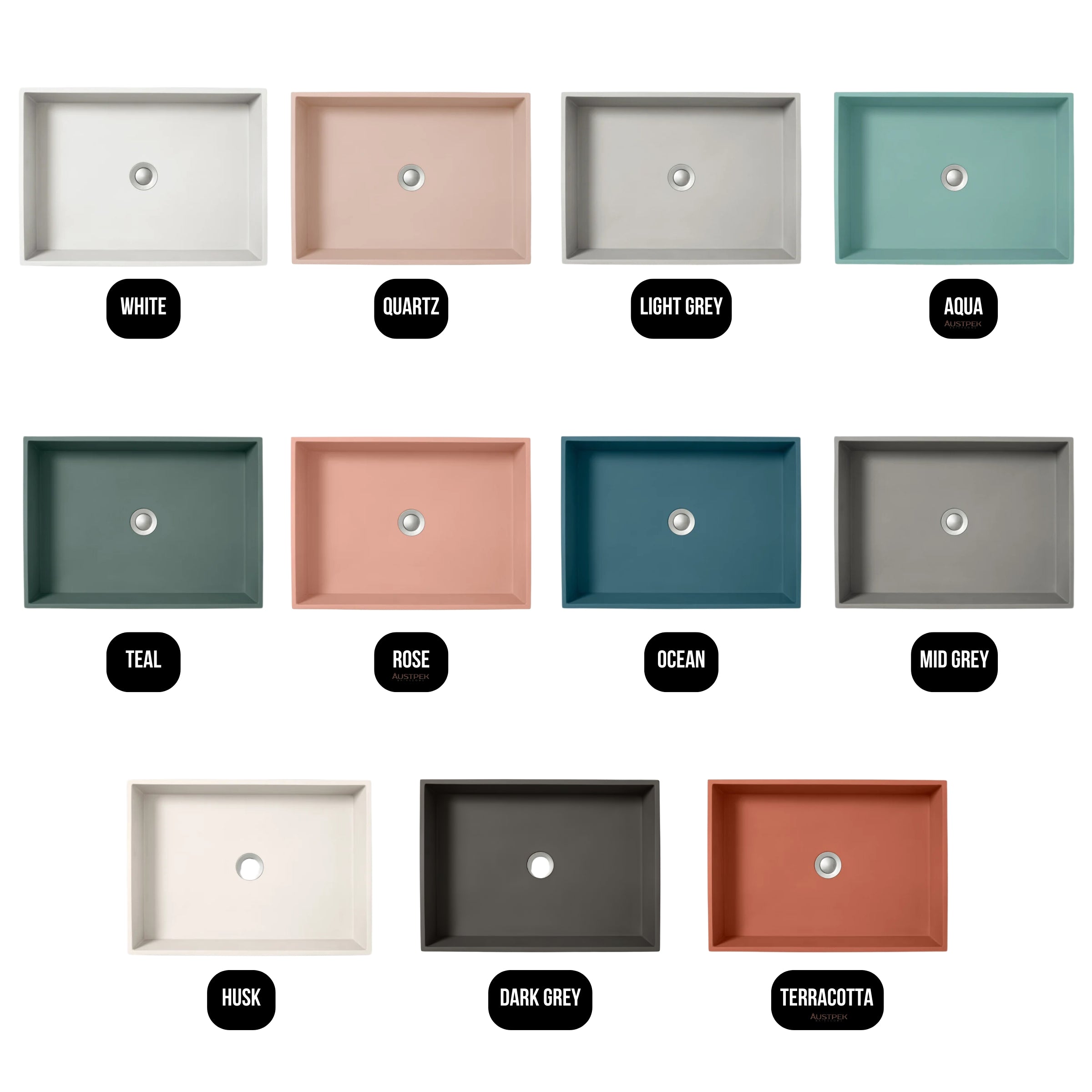 CONCRETE STUDIO BALY LARGE ABOVE COUNTER BASIN RECTANGLE TEAL 510MM