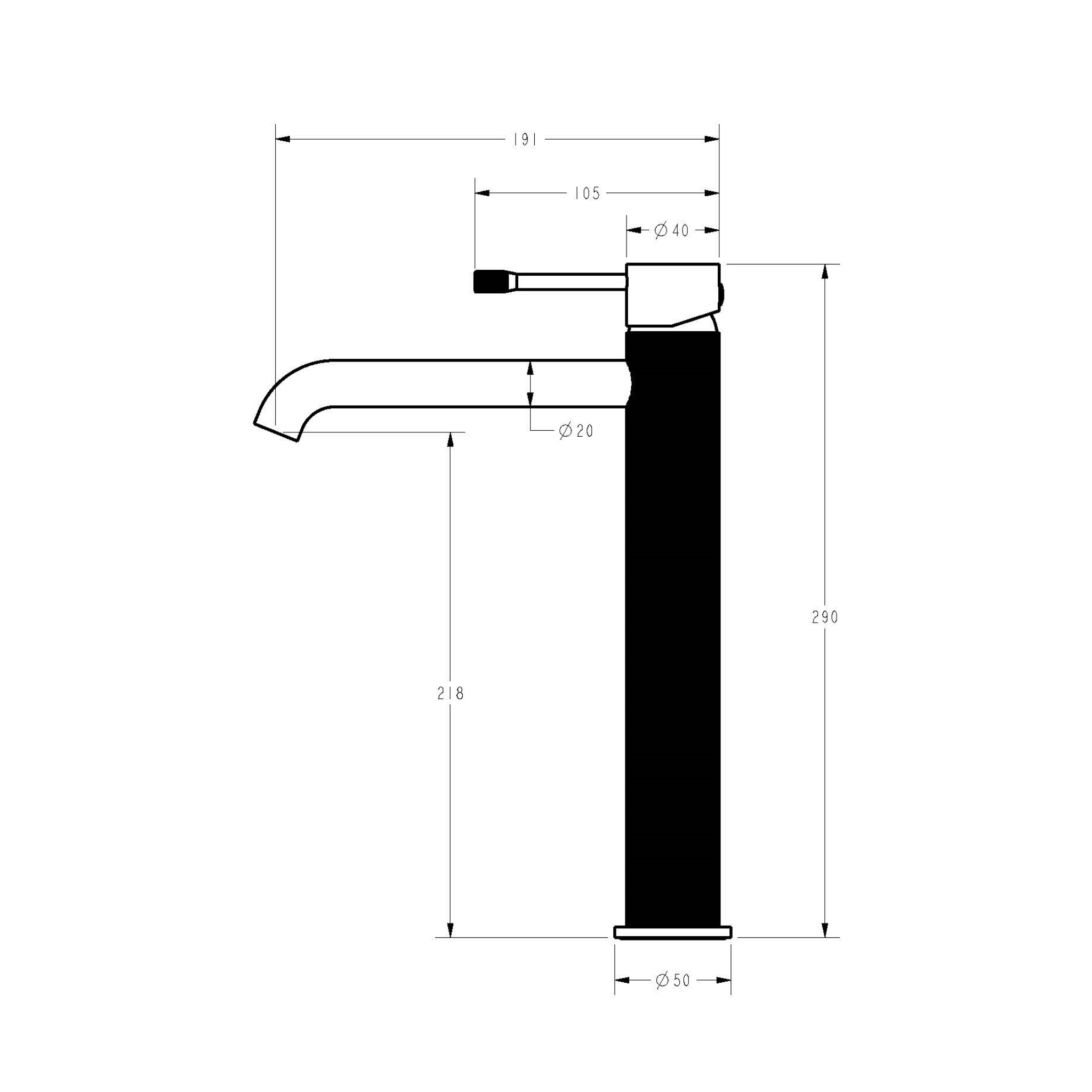 IKON LINIE HIGH RISE BASIN MIXER 230MM BRUSHED NICKEL