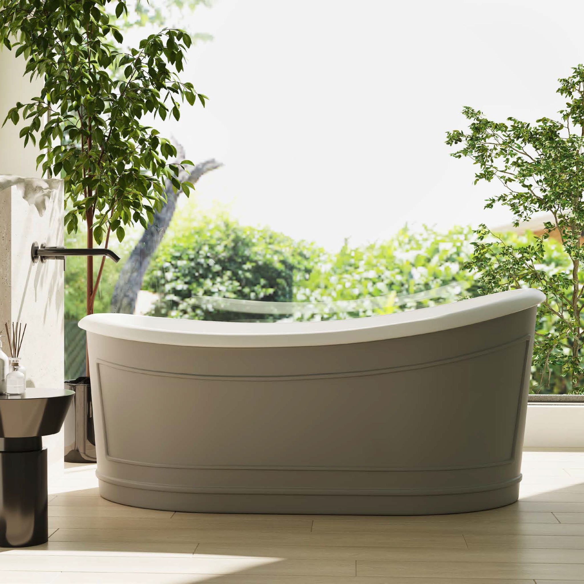 BELBAGNO RITZ FREESTANDING BATHTUB MATTE GREY AND GLOSS WHITE 1676MM
