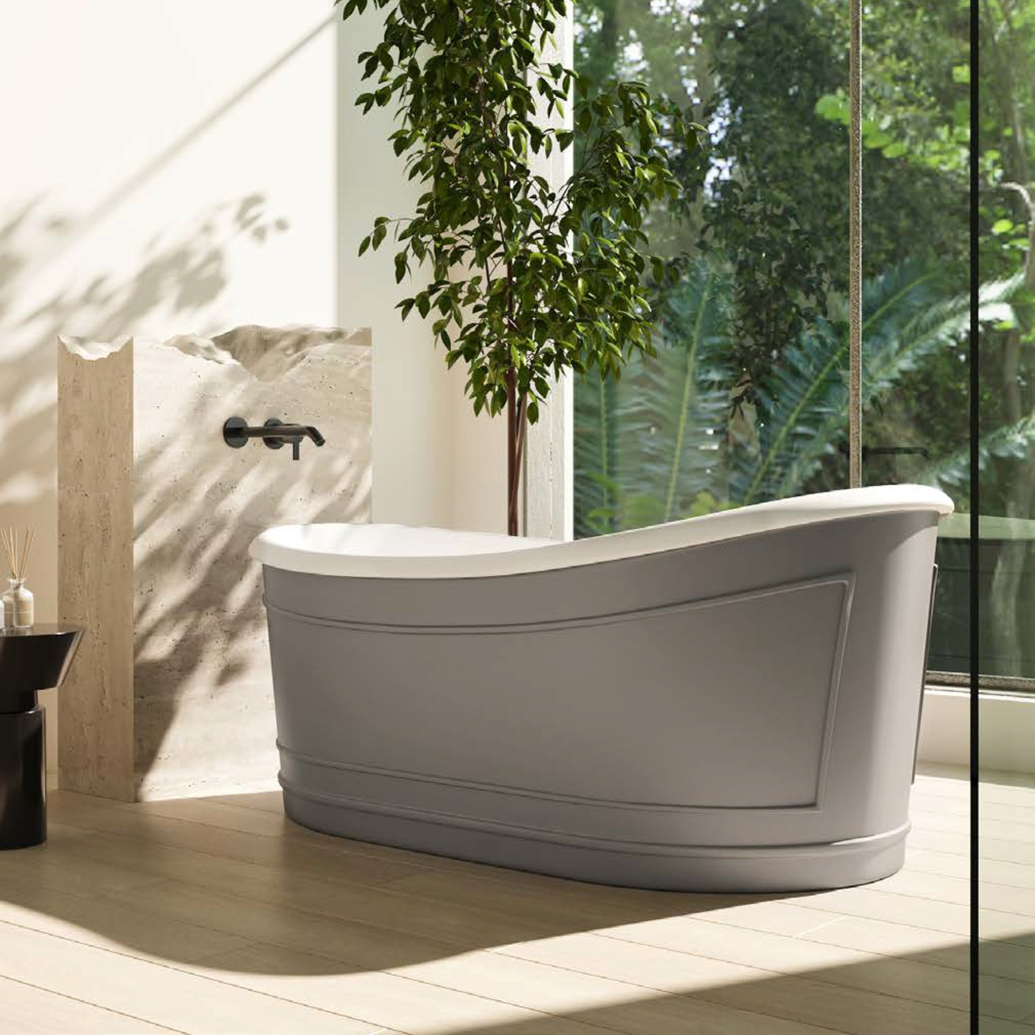 BELBAGNO RITZ FREESTANDING BATHTUB MATTE GREY AND GLOSS WHITE 1676MM