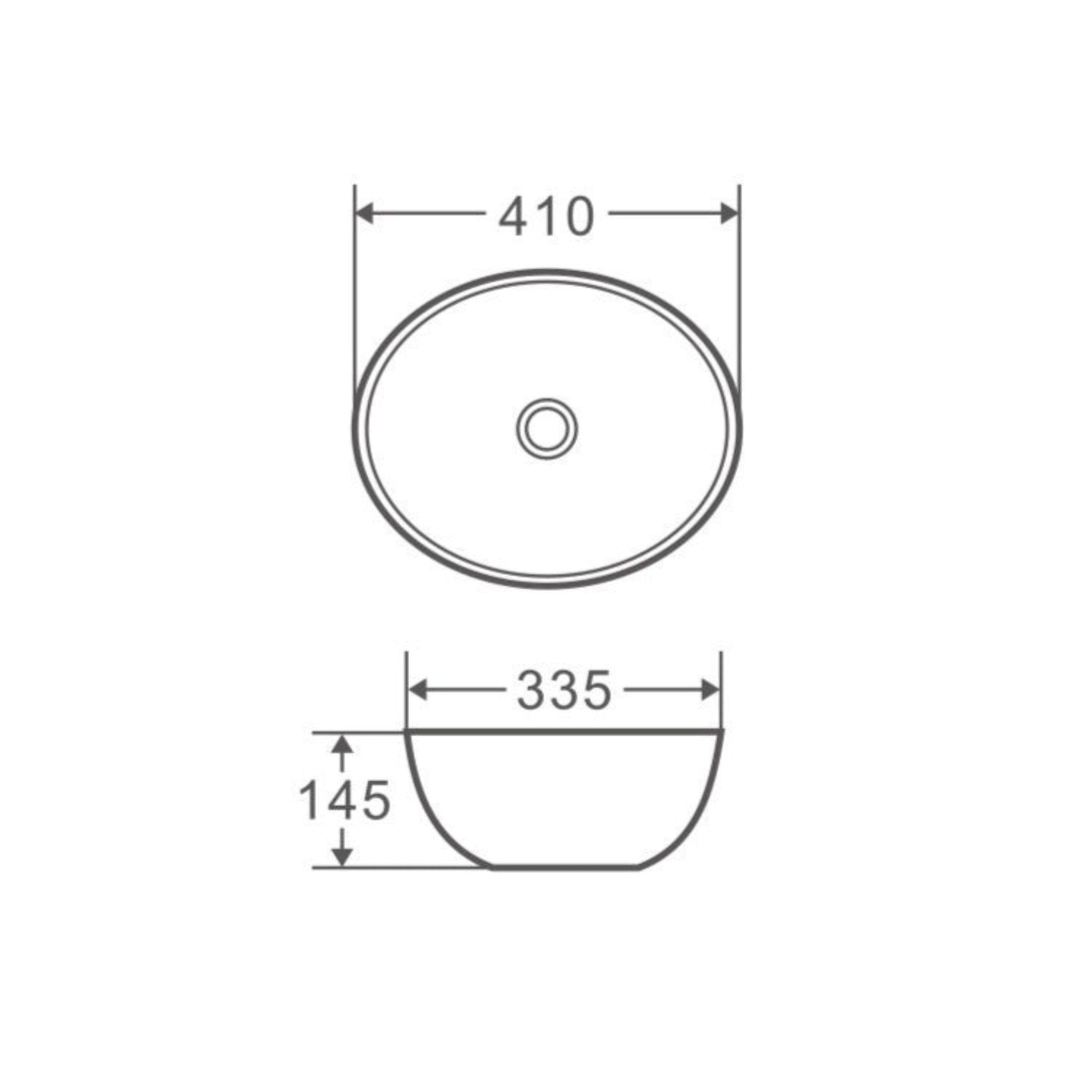 MERCIO BOAT OVAL ABOVE COUNTER BASIN GLOSS WHITE 410MM
