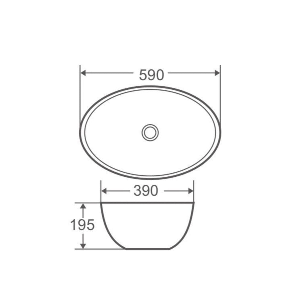 MERCIO BOAT OVAL ABOVE COUNTER BASIN GLOSS WHITE 590MM