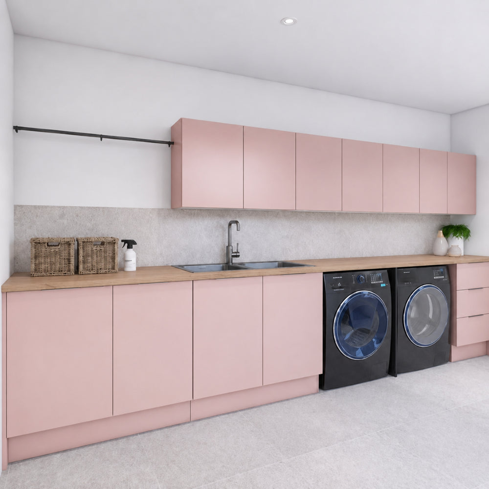 TIMBERLINE POLYTEC BOSTON OAK WOODMATT DOUBLE BOWL LAUNDRY LAMINATE BENCHTOP
