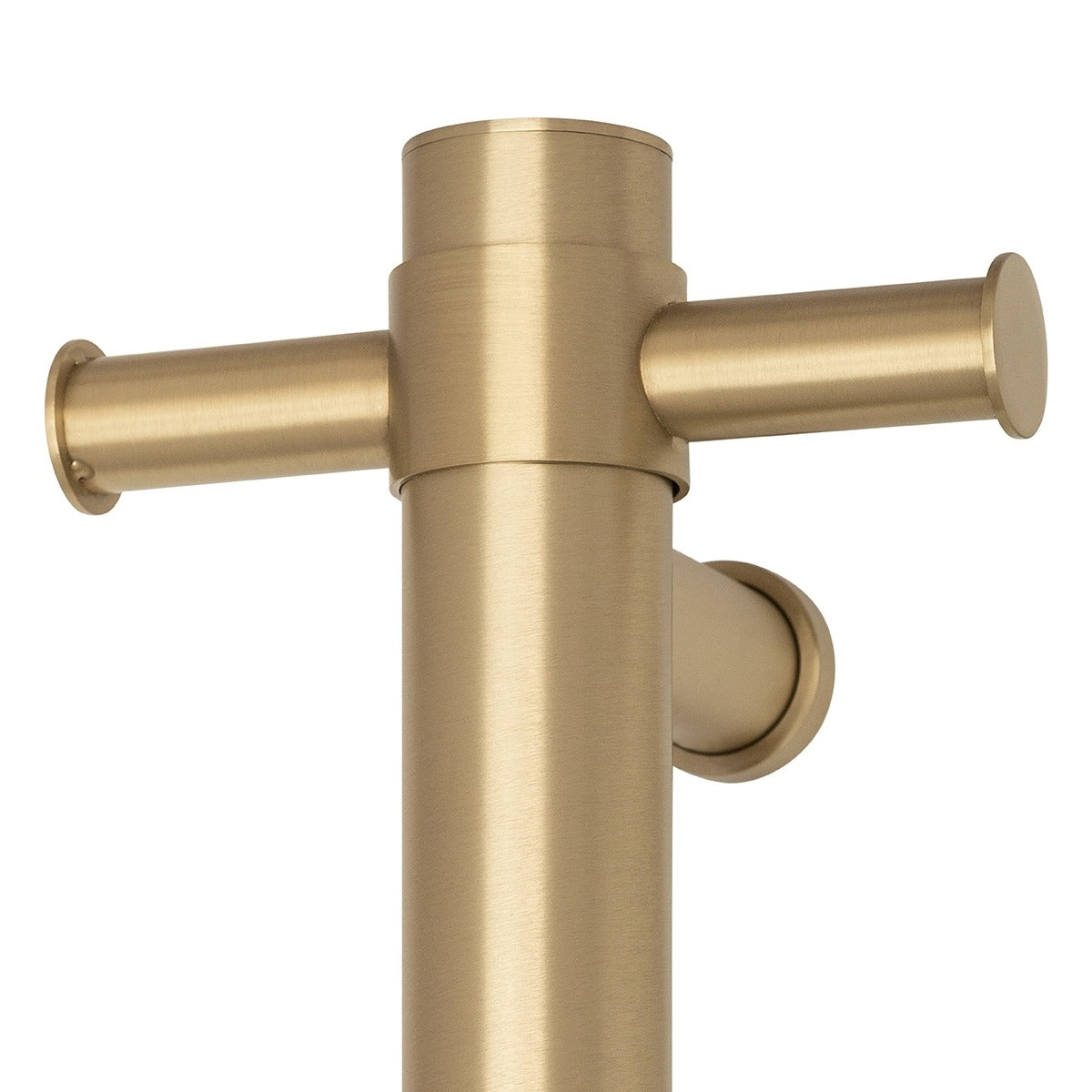 THERMOGROUP BRUSHED BRASS STRAIGHT ROUND VERTICAL SINGLE HEATED TOWEL RAIL 900MM