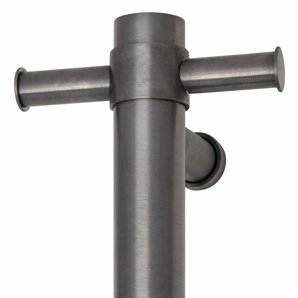 THERMOGROUP ROUND VERTICAL SINGLE HEATED TOWEL RAIL 900MM BRUSHED GUN METAL