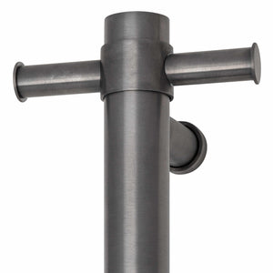 THERMOGROUP ROUND VERTICAL SINGLE HEATED TOWEL RAIL 900MM BRUSHED GUN METAL