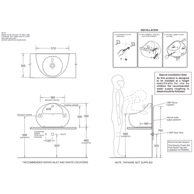 JOHNSON SUISSE EGG JUNIOR ABOVE COUNTER / WALL HUNG BASINS WITH CHROME POP-UP WASTE WHITE 510MM
