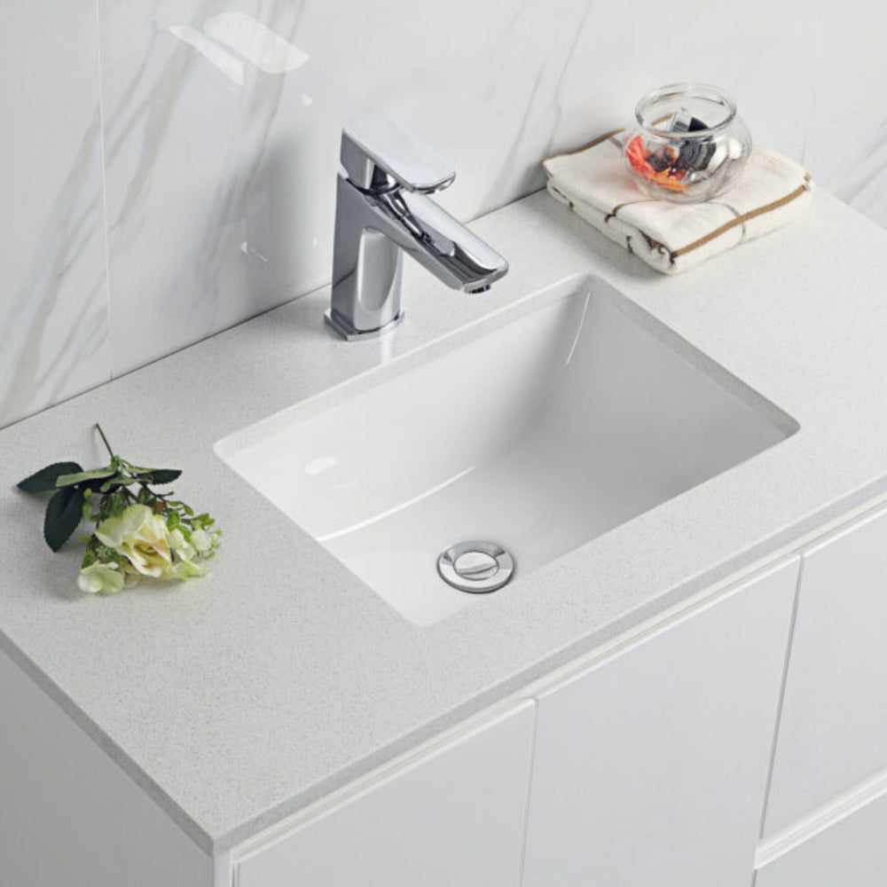 AULIC ALICE SATIN WHITE 750MM FLOOR STANDING VANITY (AVAILABLE IN LEFT AND RIGHT HAND DRAWER)