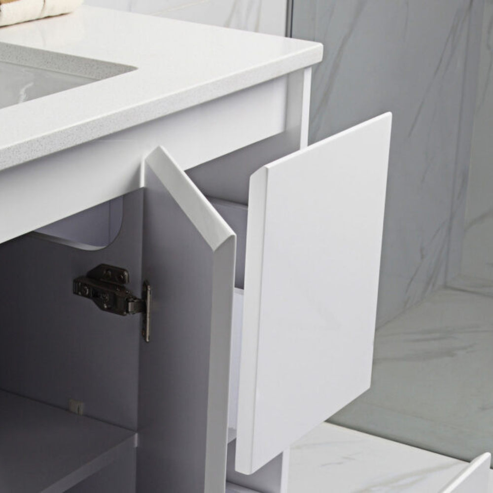 AULIC ALICE SATIN WHITE 750MM FLOOR STANDING VANITY (AVAILABLE IN LEFT AND RIGHT HAND DRAWER)
