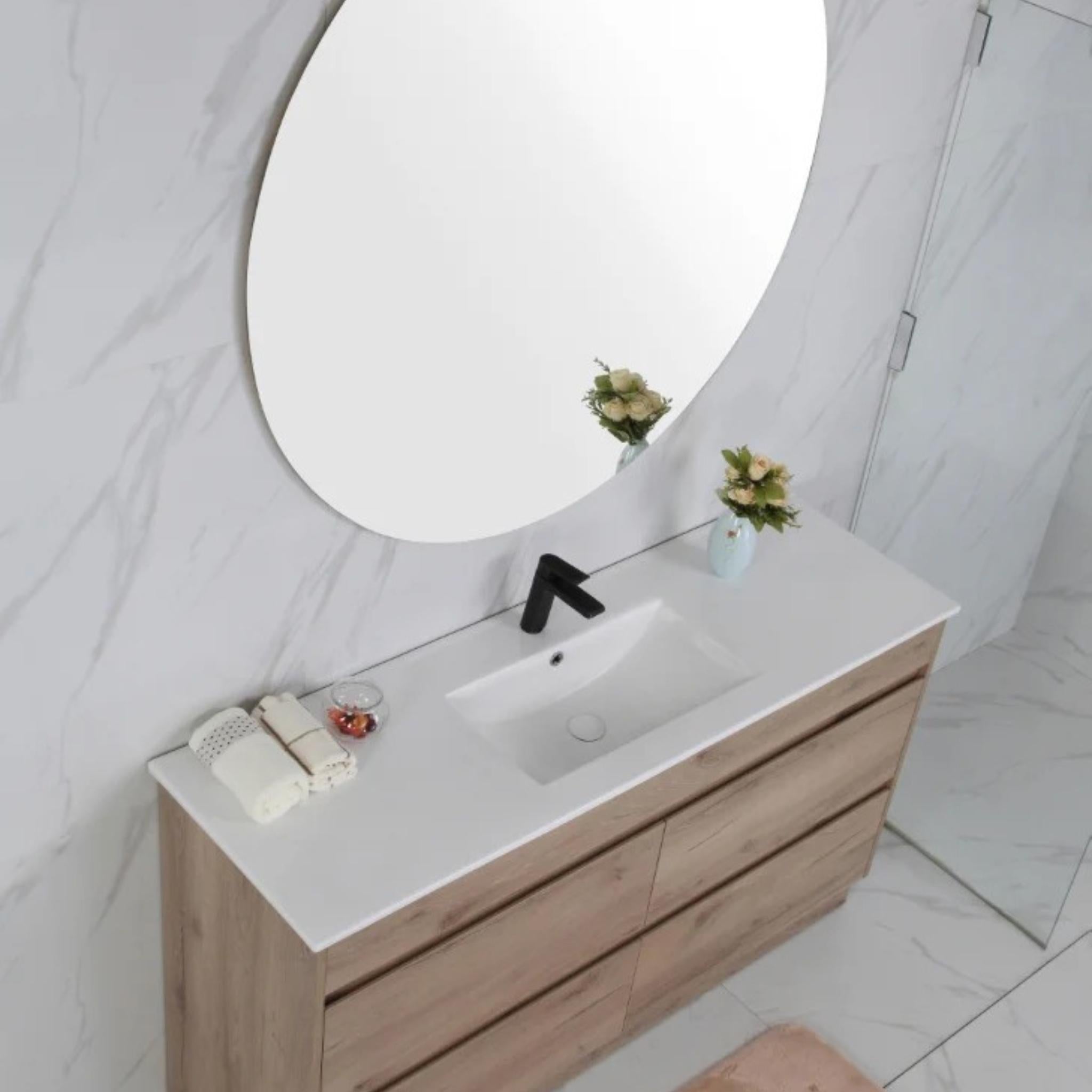 AULIC MAX WHITE OAK 1200MM SINGLE BOWL FLOOR STANDING VANITY