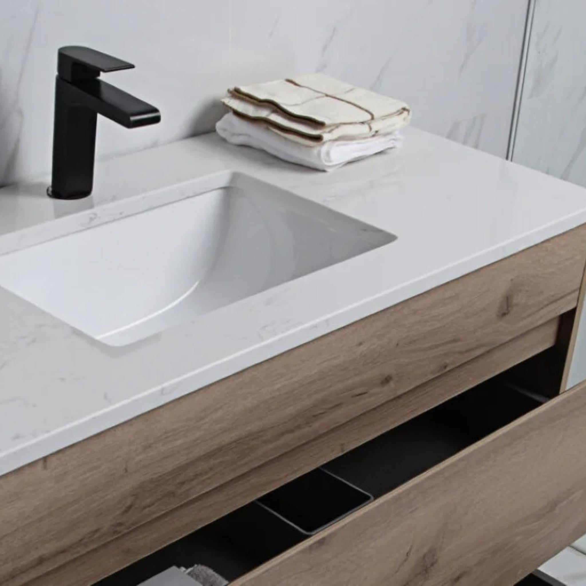 AULIC MAX WHITE OAK 1500MM DOUBLE BOWL FREE STANDING VANITY