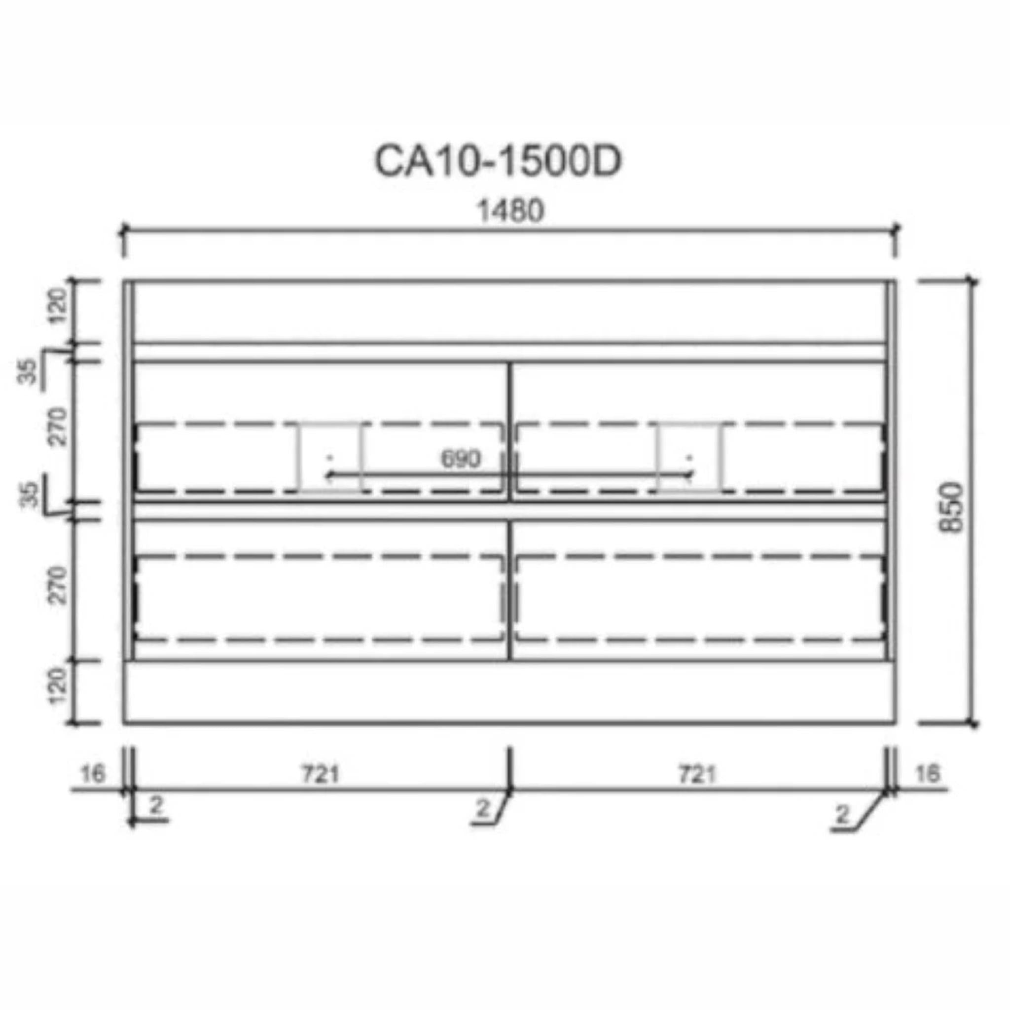 AULIC MAX WHITE OAK 1500MM DOUBLE BOWL FREE STANDING VANITY