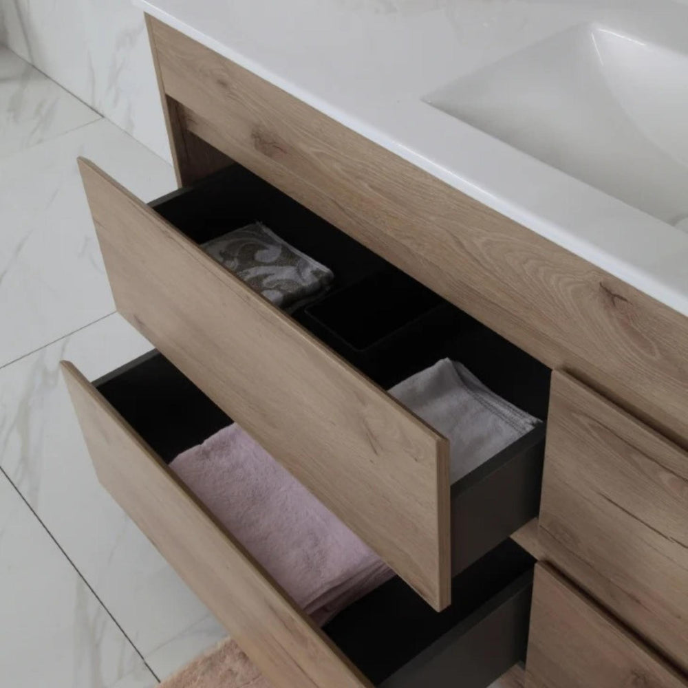 AULIC MAX WHITE OAK 1500MM SINGLE BOWL FREESTANDING VANITY