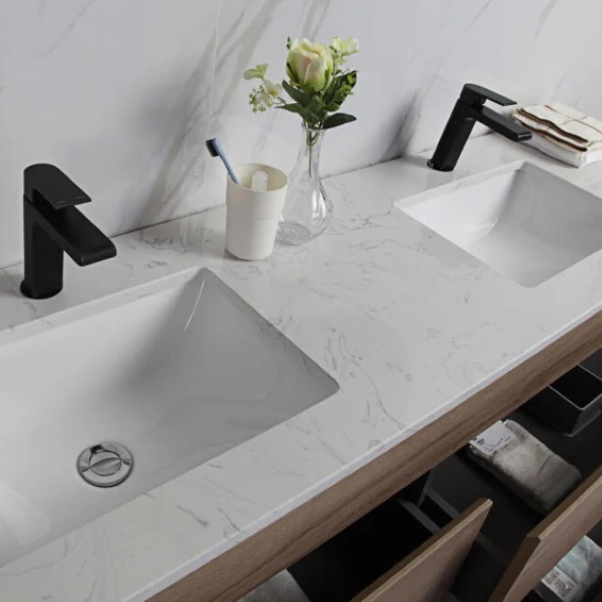 AULIC MAX WHITE OAK 1800MM DOUBLE BOWL FLOOR STANDING VANITY