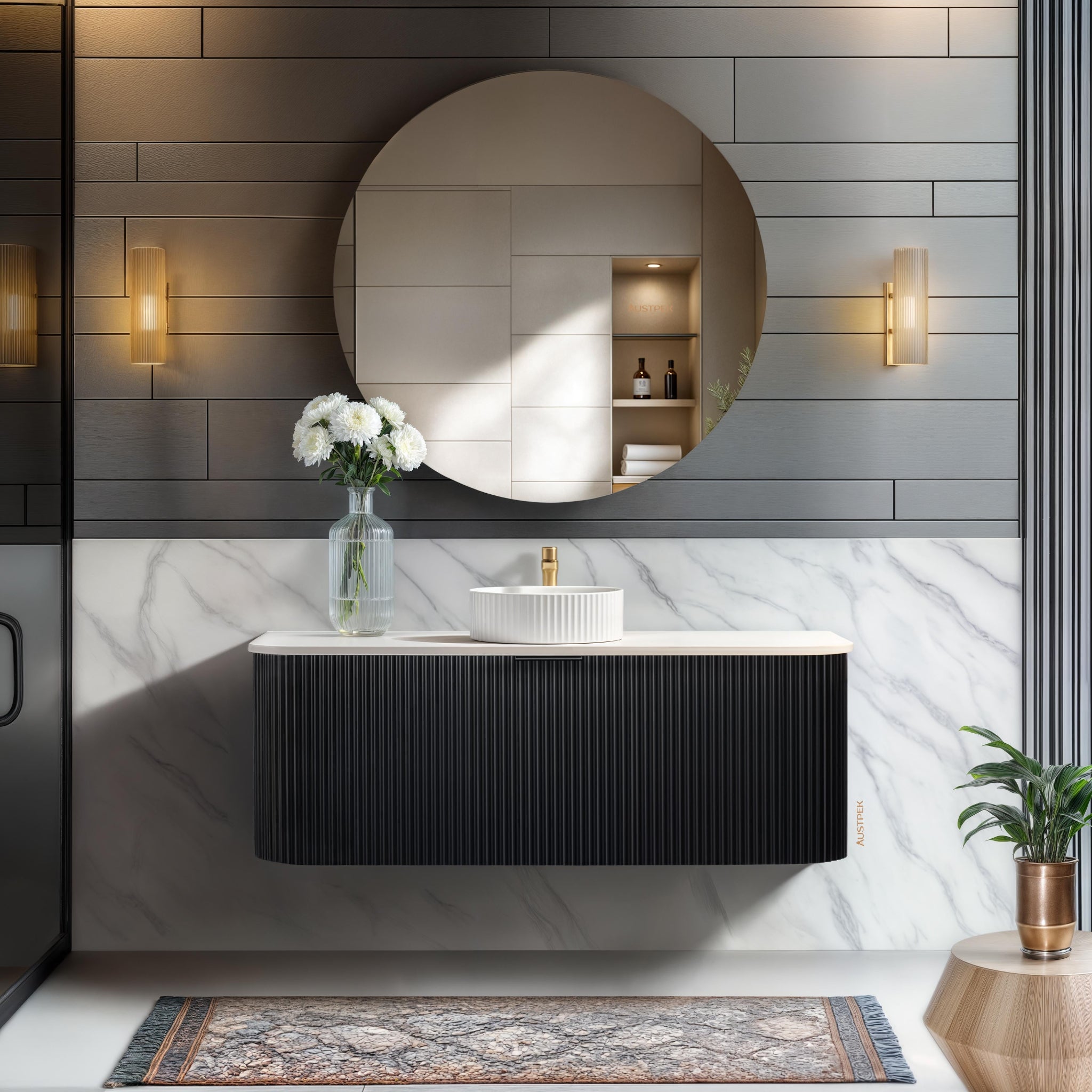 CETO AVALON MATTE BLACK 1200MM SINGLE BOWL WALL HUNG VANITY