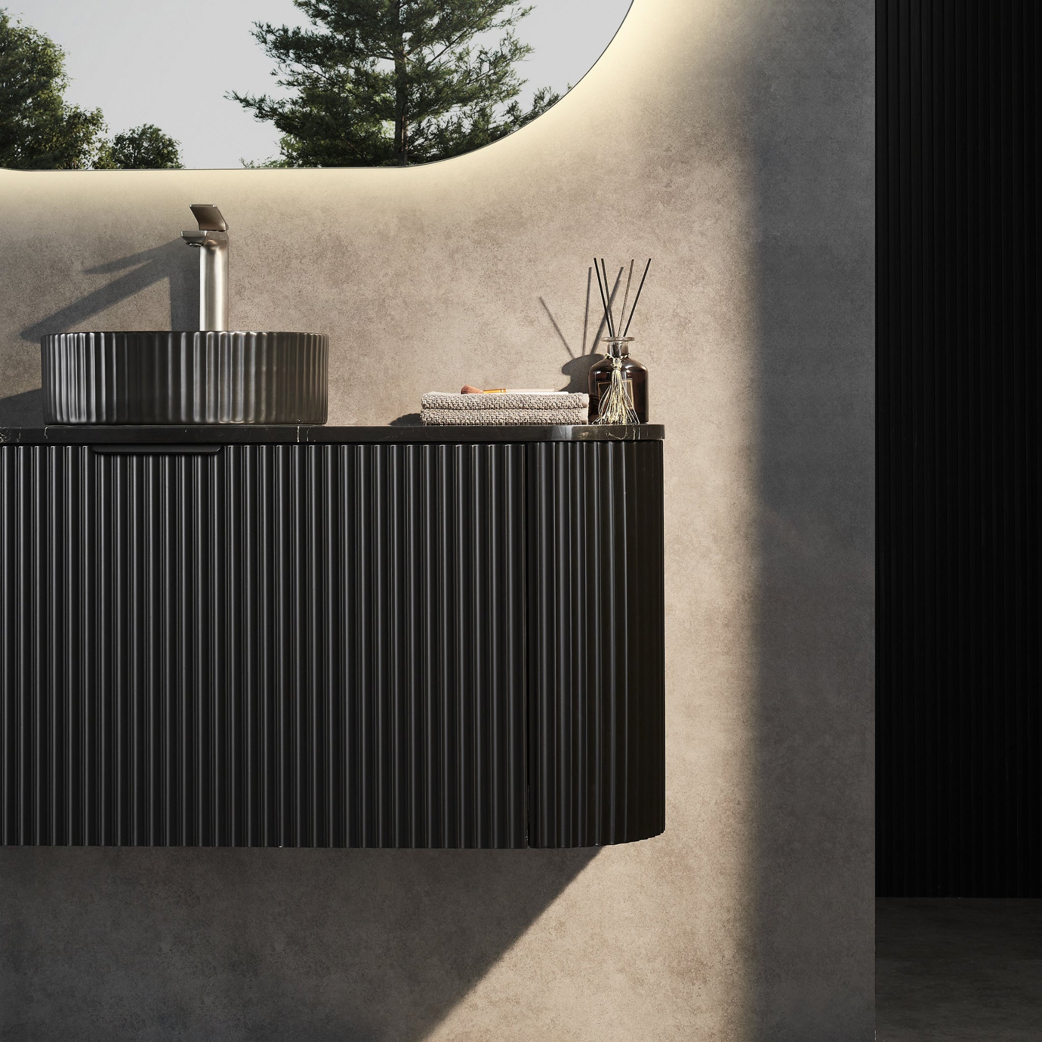 CETO AVALON MATTE BLACK 1200MM SINGLE BOWL WALL HUNG VANITY