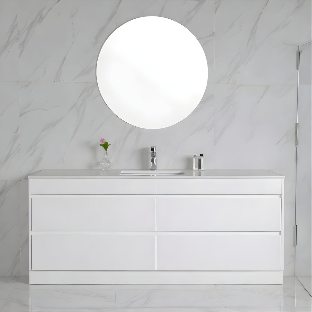 AULIC LEONA GLOSS WHITE 1200MM SINGLE BOWL FLOOR STANDING VANITY