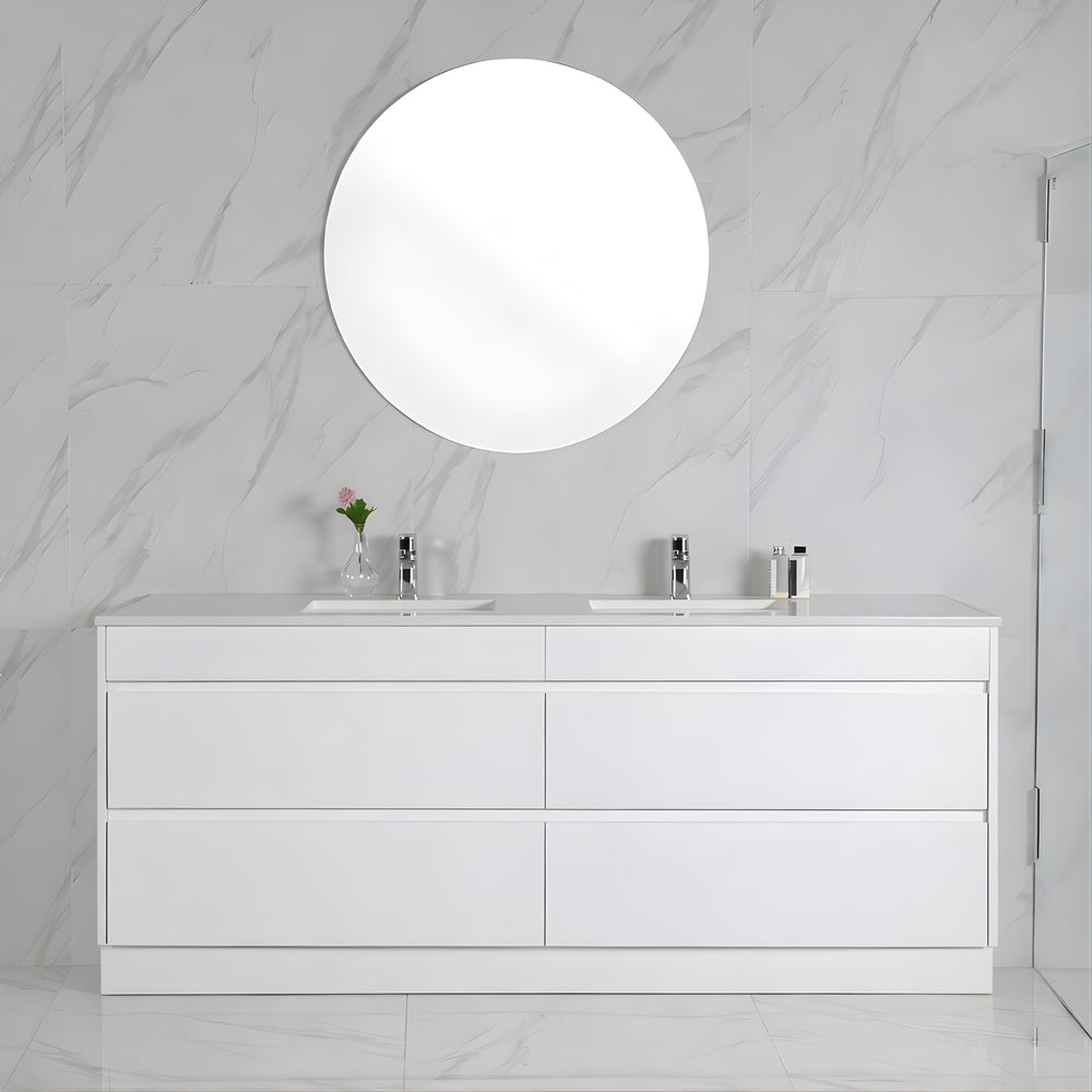 AULIC LEONA GLOSS WHITE 1800MM DOUBLE BOWL FLOOR STANDING VANITY