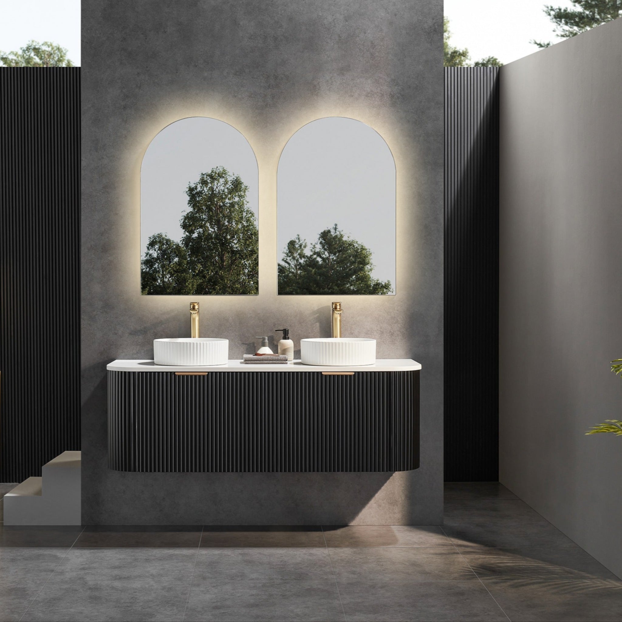 CETO AVALON MATTE BLACK 1500MM DOUBLE BOWL WALL HUNG VANITY