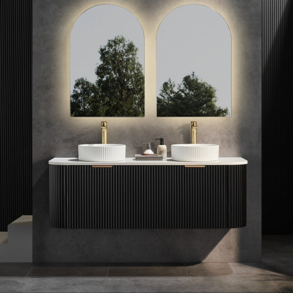 CETO AVALON MATTE BLACK 1500MM DOUBLE BOWL WALL HUNG VANITY