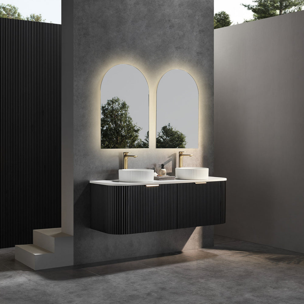 CETO AVALON MATTE BLACK 1500MM DOUBLE BOWL WALL HUNG VANITY