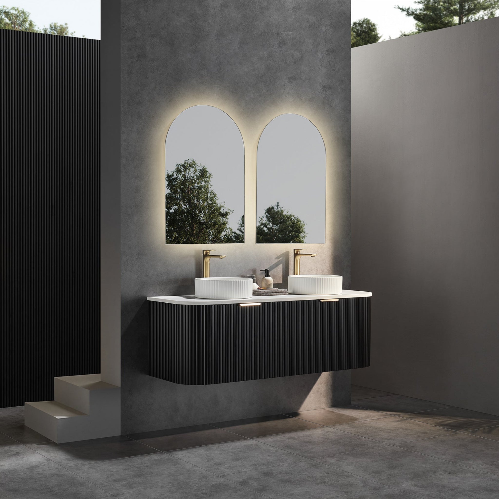 CETO AVALON MATTE BLACK 1500MM DOUBLE BOWL WALL HUNG VANITY
