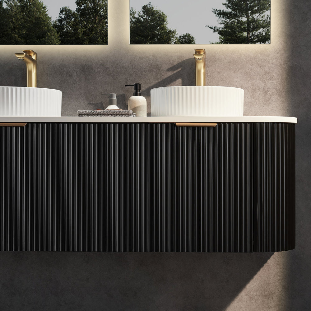 CETO AVALON MATTE BLACK 1500MM DOUBLE BOWL WALL HUNG VANITY