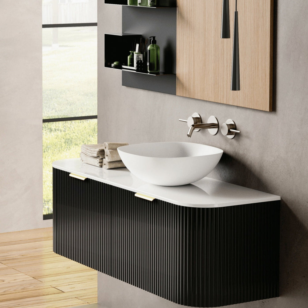 CETO AVALON MATTE BLACK 1500MM DOUBLE BOWL WALL HUNG VANITY