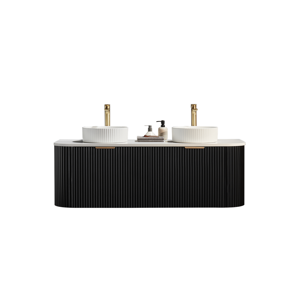 CETO AVALON MATTE BLACK 1500MM DOUBLE BOWL WALL HUNG VANITY