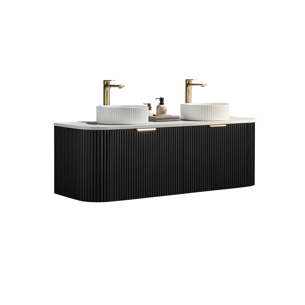 CETO AVALON MATTE BLACK 1500MM DOUBLE BOWL WALL HUNG VANITY