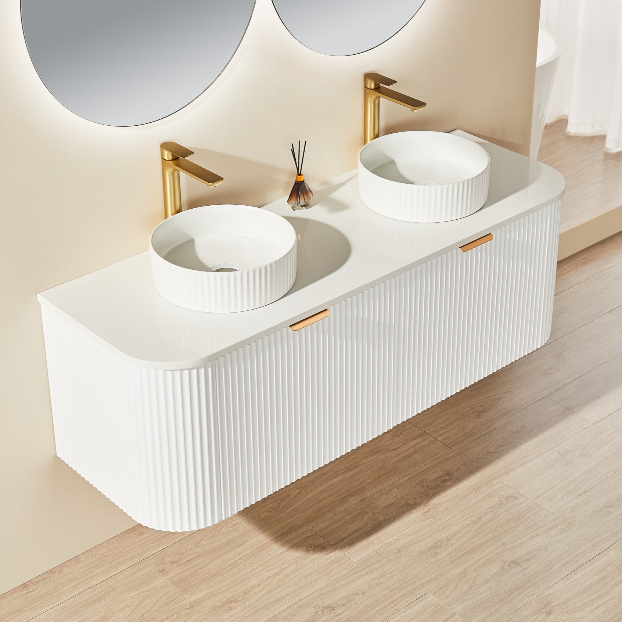 CETO AVALON MATTE WHITE 1500MM DOUBLE BOWL WALL HUNG VANITY