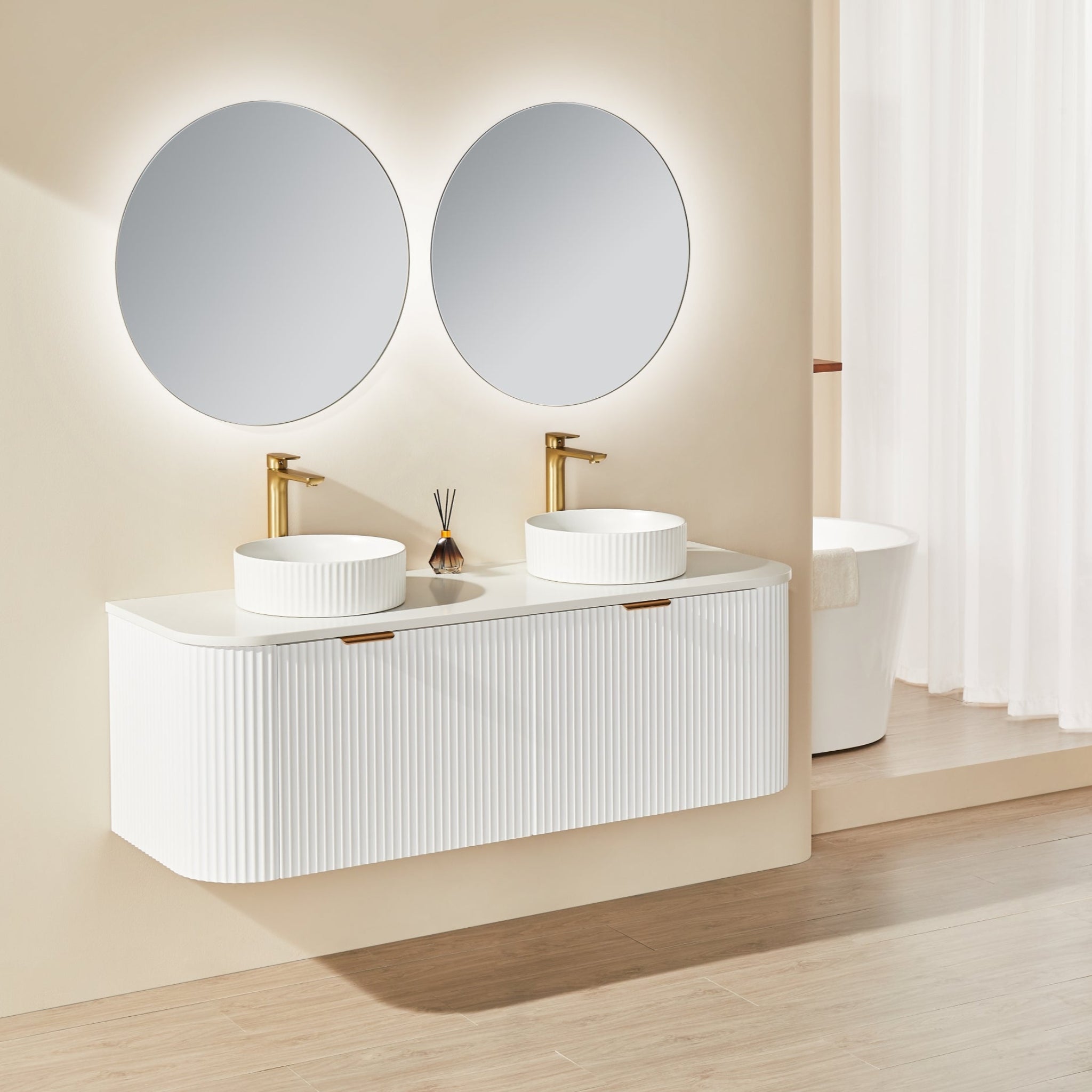 CETO AVALON MATTE WHITE 1500MM DOUBLE BOWL WALL HUNG VANITY