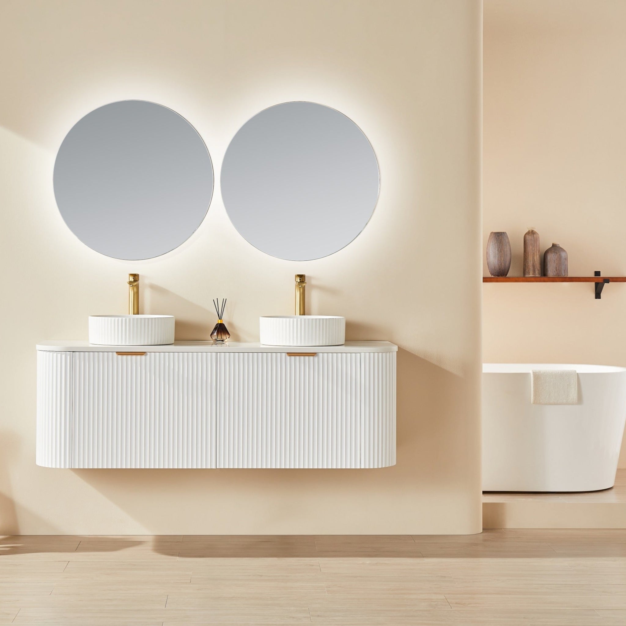 CETO AVALON MATTE WHITE 1500MM DOUBLE BOWL WALL HUNG VANITY