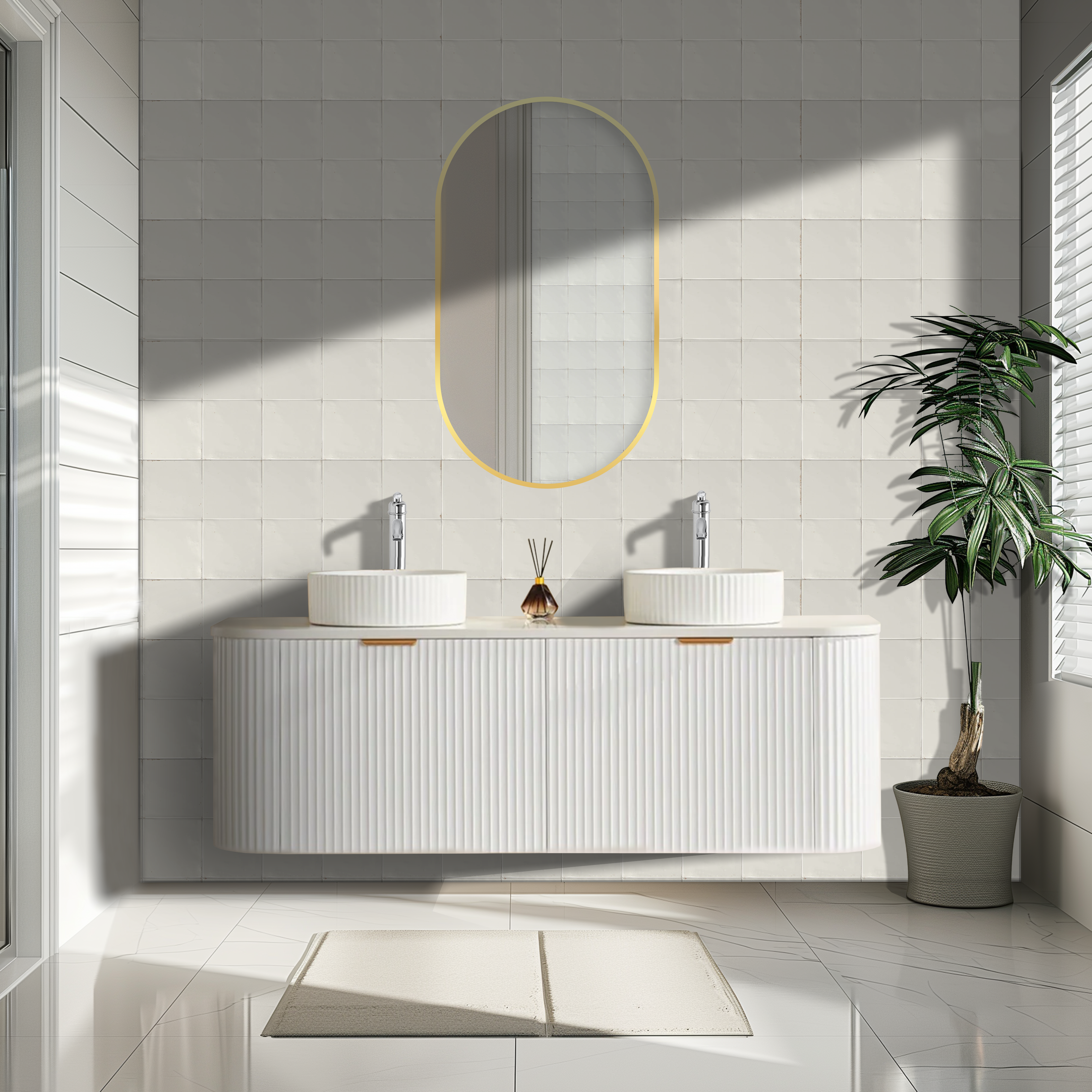 CETO AVALON MATTE WHITE 1500MM DOUBLE BOWL WALL HUNG VANITY